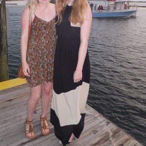 Tan & Black Maxi Dress